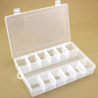 Caixa de jóias da unha, plástico, Retângulo, 13 células & transparente, limpo, 270x170x46mm, vendido por PC