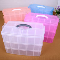 Коробочки для хранения ювелирных изделий, пластик, Прямоугольная форма, 30 клетки & прозрачный, Много цветов для выбора, 332x185x245mm, продается PC