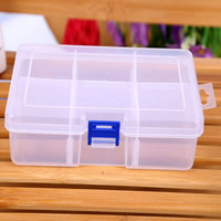 Jewelry Beads Container, Plastic, Rectangle, transparent & 6 cells, clear, 165x120x58mm, Sold By PC