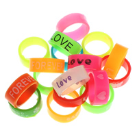 Silicone Finger Ring, printing, mixed, 8mm, US Ring Size:10, 10PCs/Bag, Sold By Bag
