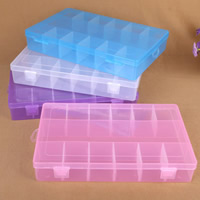 Jewelry Beads Container, Plastic, Rectangle, 13 cells & transparent, more colors for choice, 273x184x43mm, Sold By PC