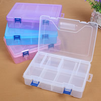 Jewelry Beads Container, Plastic, Rectangle, transparent & 8 cells, more colors for choice, 200x140x46mm, Sold By PC