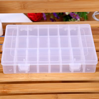Jewelry Beads Container, Plastic, Rectangle, transparent & 24 cells, clear, 200x130x40mm, Sold By PC