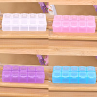 Jewelry Beads Container, Plastic, Rectangle, transparent & 10 cells, more colors for choice, 133x57mm, Sold By PC