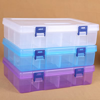 Χάντρες Container, Πλαστική ύλη, Ορθογώνιο παραλληλόγραμμο, διαφανής & 16 κύτταρα, περισσότερα χρώματα για την επιλογή, 250x160x59mm, Sold Με PC