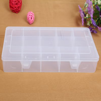 Jewelry Beads Container, Plastic, Rectangle, transparent & 15 cells, white, 280x165x60mm, Sold By PC