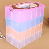 Caixa de jóias da unha, plástico, Retângulo, 40 células & transparente, Mais cores pare escolha, 310x180x310mm, vendido por PC