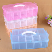 Jewelry Beads Container, Plastic, Rectangle, transparent & 10 cells, more colors for choice, 315x185x95mm, Sold By PC