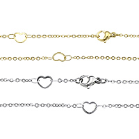 Halskette, Edelstahl, plattiert, Oval-Kette, keine, 6.5x5x0.5mm, 2x1.5mm, Länge:ca. 18 ZollInch, 20SträngeStrang/Menge, verkauft von Menge