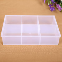 Jewelry Beads Container, Plastic, Rectangle, transparent & 6 cells, white, 233x178x44mm, Sold By PC