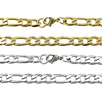 Stainless Steel Chain Necklace plated figaro chain Length Approx 22 Inch Sold By Lot