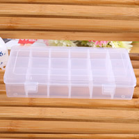 Jewelry Beads Container, Plastic, Rectangle, transparent & 18 cells, white, 235x128x43mm, Sold By PC