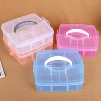 Χάντρες Container, Πλαστική ύλη, Ορθογώνιο παραλληλόγραμμο, διαφανής & 6 κύτταρα, περισσότερα χρώματα για την επιλογή, 55x350mm, Sold Με PC