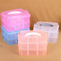 Jewelry Beads Container, Plastic, Rectangle, transparent & 12 cells, more colors for choice, 150x150x90mm, Sold By PC