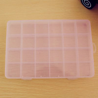 Caixa de jóias da unha, plástico, Retângulo, transparente & 24 células, limpo, 195x135x20mm, vendido por PC