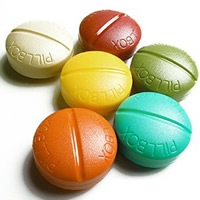 Pill Box, Plastic, Flat Round, 4 cells, more colors for choice, 65x35mm, Sold By PC
