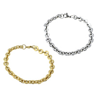 Bijoux bracelet en acier inoxydable, Placage, plus de couleurs à choisir, 8x8x1.5mm, 8x5x2mm, Longueur:Environ 8 pouce, 30Strandstoron/lot, Vendu par lot