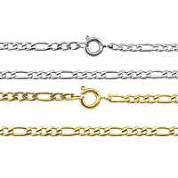 Stainless Steel Chain Necklace, plated, figaro chain, more colors for choice, 6.5x3x1mm, 4.5x3x1mm, Length:Approx 18 Inch, 30Strands/Lot, Sold By Lot