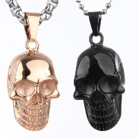 Titanium Steel Pendants, Skull, plated, for man, more colors for choice, 21x30.50mm, Hole:Approx 3x5mm, 5PCs/Lot, Sold By Lot