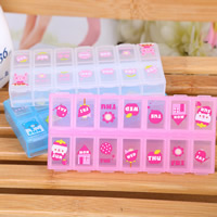Pill Box, Plastic, Rectangle, transparent & 14 cells, more colors for choice, 132x65x20mm, Sold By PC