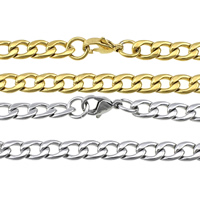 Stainless Steel Chain Necklace, plated, curb chain, more colors for choice, 9x6x1.50mm, Length:Approx 22 Inch, Sold By Lot