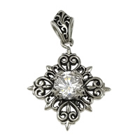 Stainless Steel Flower Pendant 316L Stainless Steel with cubic zirconia & blacken Approx Sold By Lot