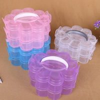 Smykker Perler Container, Plastic, Flower, gennemsigtig & 10 celler, flere farver til valg, 160x160x90mm, Solgt af PC