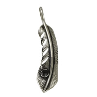 Stainless Steel Pendants, 316L Stainless Steel, Feather, enamel & blacken, 14x52x4mm, Hole:Approx 4x7mm, 5PCs/Lot, Sold By Lot