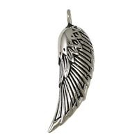 Stainless Steel Pendants, 316L Stainless Steel, Wing Shape, blacken, 14x48x12mm, Hole:Approx 3x5mm, 5PCs/Lot, Sold By Lot