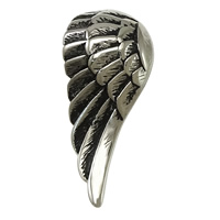 Stainless Steel Pendants, 316L Stainless Steel, Wing Shape, blacken, 18x40x2mm, Hole:Approx 8x14mm, 5PCs/Lot, Sold By Lot