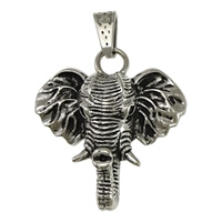 Stainless Steel Animal Pendants, 316L Stainless Steel, Elephant, blacken, 38x42x10mm, Hole:Approx 5x10mm, 5PCs/Lot, Sold By Lot
