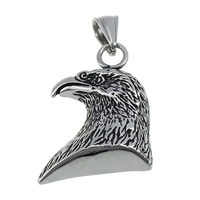 Stainless Steel Animal Pendants, 316L Stainless Steel, Eagle, blacken, 26x33x7mm, Hole:Approx 4.5x8mm, 5PCs/Lot, Sold By Lot