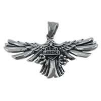 Stainless Steel Animal Pendants, 316L Stainless Steel, Eagle, blacken, 53x29x6mm, Hole:Approx 5x7mm, 5PCs/Lot, Sold By Lot