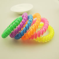 Telefon Wire Hair Elastic, PVC-plast, Donut, gelé stil, blandade färger, 55x10mm, 100PC/Bag, Säljs av Bag