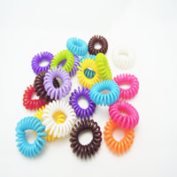 Telefon Wire hår elastik, PVC-plast, Donut, gennemsigtig & forskellig størrelse for valg & ensfarvet, blandede farver, 100pc'er/Bag, Solgt af Bag