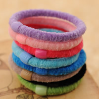 Elastic Hair Band, Velveteen, with Acrylic, Donut, mixed colors, 40mm, 100PCs/Bag, Sold By Bag