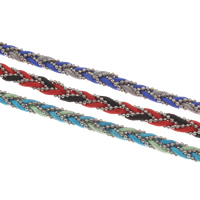Cuerda de Nylon, cordón de nylon, con Acrílico, chapado en color de platina, trenzado, más colores para la opción, 5x2mm, 5PCs/Bolsa, aproximado 1m/UD, Vendido por Bolsa