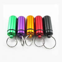 Aluminum Pill Bottle Key Chain, painted, waterproof, mixed colors, 17x48mm, 30PCs/Lot, Sold By Lot