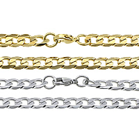 Stainless Steel Chain Necklace, plated, curb chain, more colors for choice, 9x6x1.60mm, Length:Approx 22 Inch, Sold By Lot