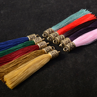 Polyester Tassel, with Tibetan Style, more colors for choice, 65x8mm, 50PCs/Bag, Sold By Bag