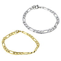 Stainless Steel Jewelry Bracelet, plated, figaro chain, more colors for choice, 15x6x1.8mm, 10x6x1.8mm, Length:Approx 9 Inch, Sold By Lot