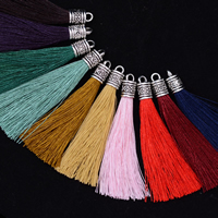 Polyester Tassel, with Tibetan Style, more colors for choice, 75x10mm, 100PCs/Bag, Sold By Bag