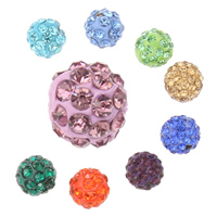 Rhinestone Clay Pave Beads, Round, different size for choice & with rhinestone, more colors for choice, Hole:Approx 1mm, Sold By Bag
