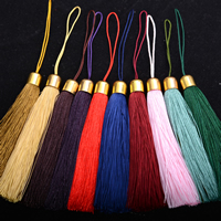 Polyester Tassel, with Tibetan Style, more colors for choice, 90x10mm, 50PCs/Bag, Sold By Bag
