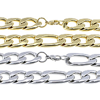 Cadena de Collar, acero inoxidable, chapado, cadena Figaro, más colores para la opción, 31x15x4mm, 23.5x15x4mm, longitud aproximado 24 Inch, 5Strandsfilamento/Grupo, Vendido por Grupo