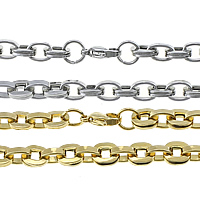 Stainless Steel Chain Necklace, plated, oval chain, more colors for choice, 8x6.5x2mm, 8x6x2mm, Length:Approx 22 Inch, 10Strands/Lot, Sold By Lot