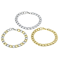 Bijoux bracelet en acier inoxydable, Placage, chaîne de gourmette, plus de couleurs à choisir, 13x9x2.50mm, Longueur:Environ 8.5 pouce, Vendu par lot
