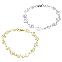 Stainless Steel Jewelry Bracelet, Four Leaf Clover, plated, bar chain, more colors for choice, 12x8x0.30mm, Length:Approx 8 Inch, Sold By Lot