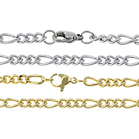 Stainless Steel Chain Necklace plated figaro chain Length Approx 24 Inch Sold By Lot