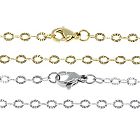 Nehrđajućeg čelika Nekclace Chain, Nehrđajući čelik, pozlaćen, flower cut & ovalni lanac, više boja za izbor, 3.50x2.80x0.20mm, Dužina Približno 19 inčni, Prodano By Lot